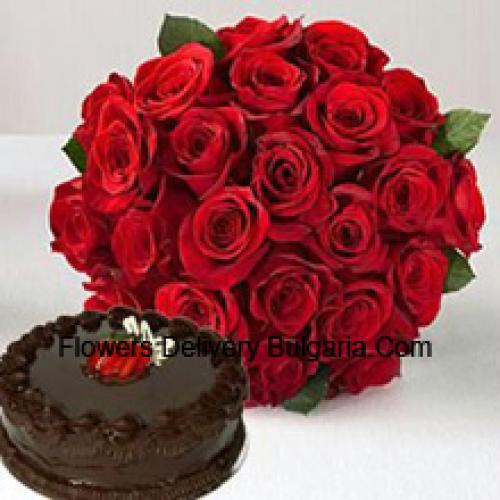 25 Rose Rosse con 1/2 Kg di Torta