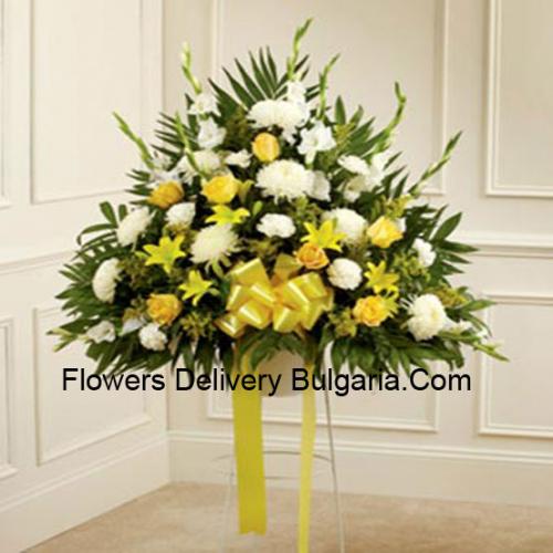 Sympathy Flower Arrangement with Stand