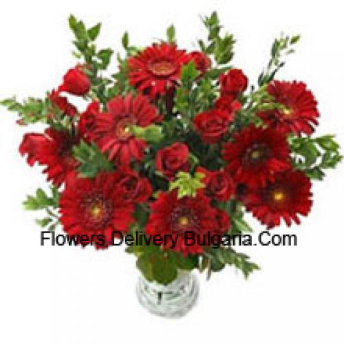 Cute Roses and Gerberas in Vase