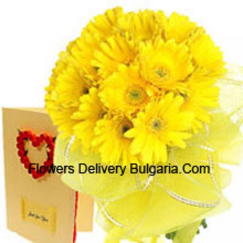 Yellow Gerberas Bunch With Card